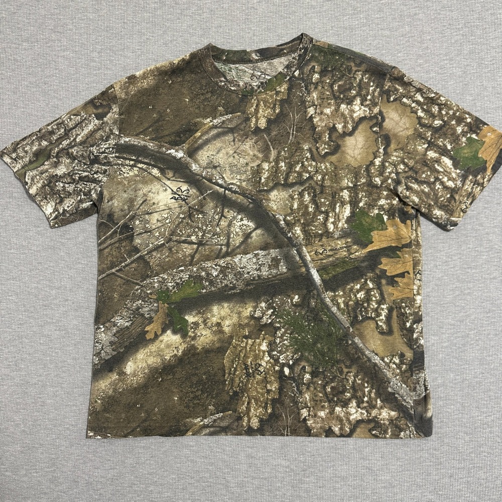 Realtree APX Camo T-Shirt Mens XL Brown Green Short Sleeve Hunting Outdoors Tee